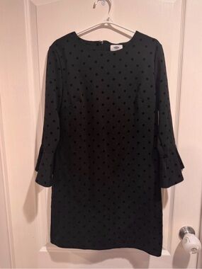 Old Navy Black Polka Dot Long Sleeve Shift Dress